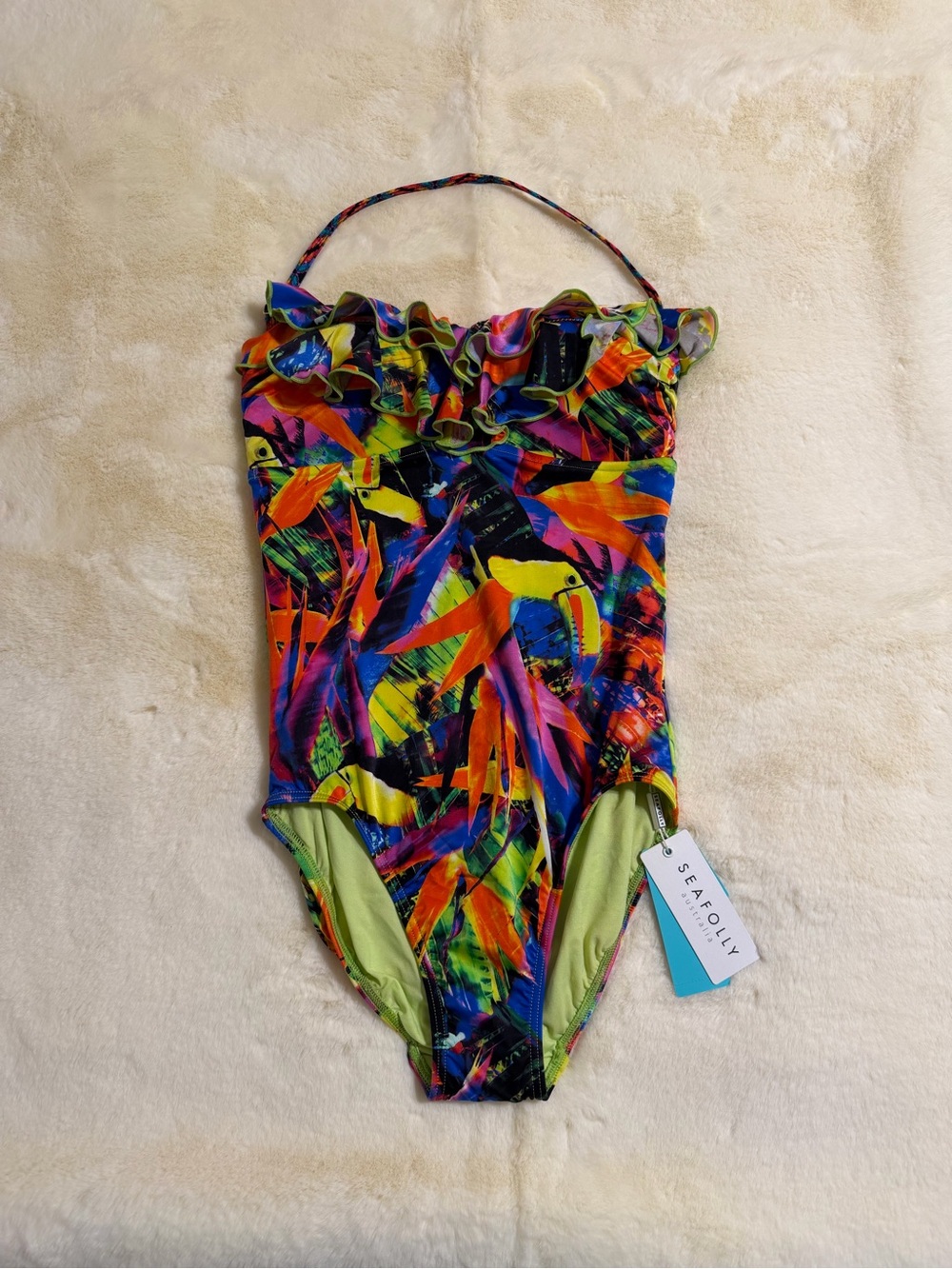Seafolly Multicolor Ruffle Tropical One-Piece Swimsuit